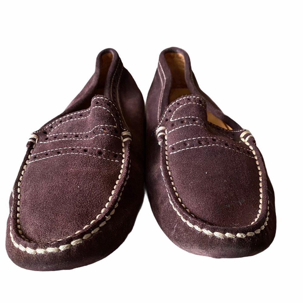 Tod’s Eggplant Suede Leather Penny Loafers Moccasins Size 37.5 Made in Italy
